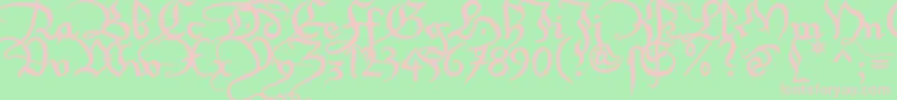 Xirwena1-Schriftart – Rosa Schriften auf grünem Hintergrund