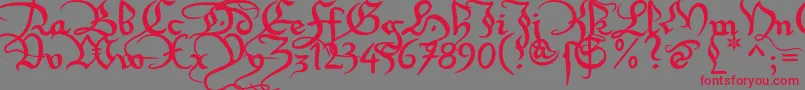 フォントXirwena1 – 赤い文字の灰色の背景