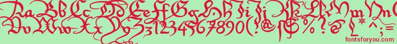 Xirwena1 Font – Red Fonts on Green Background