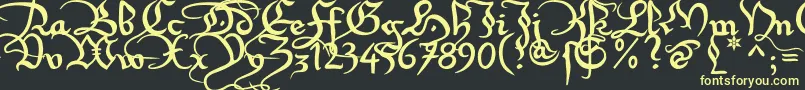 Xirwena1 Font – Yellow Fonts on Black Background