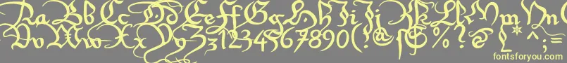 Xirwena1-fontti – keltaiset fontit harmaalla taustalla