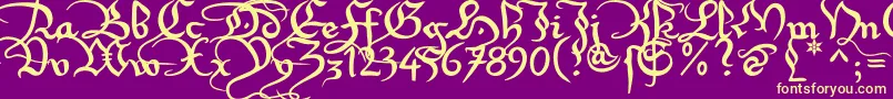 Xirwena1 Font – Yellow Fonts on Purple Background