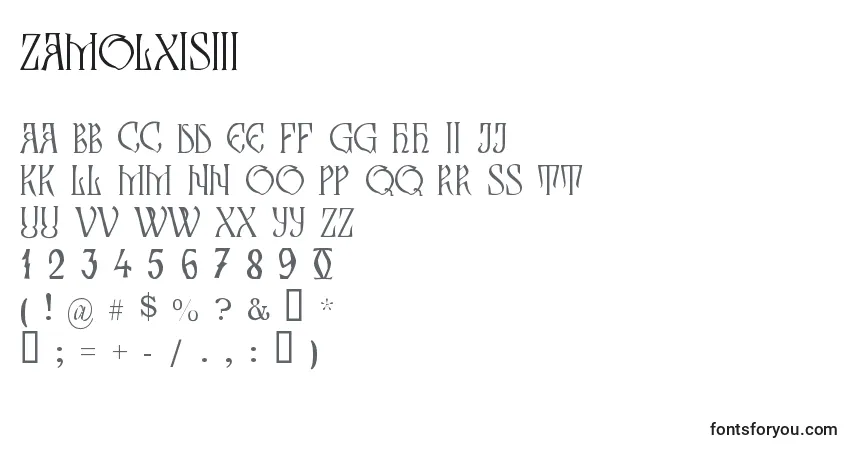 Fuente ZamolxisIii - alfabeto, números, caracteres especiales