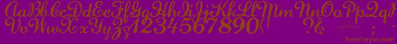 LaurenscriptRegular-Schriftart – Braune Schriften auf violettem Hintergrund