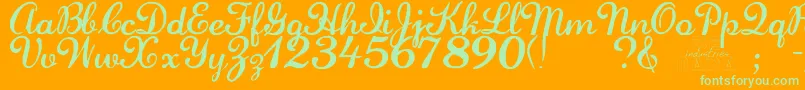 LaurenscriptRegular-fontti – vihreät fontit oranssilla taustalla