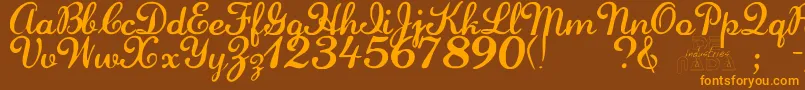 LaurenscriptRegular Font – Orange Fonts on Brown Background