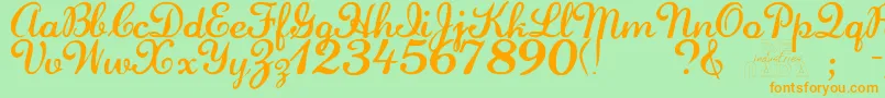 LaurenscriptRegular-Schriftart – Orangefarbene Schriften auf grünem Hintergrund