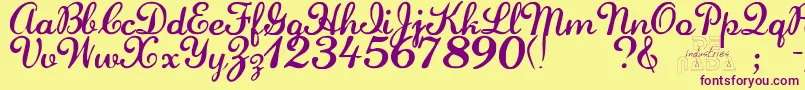 LaurenscriptRegular Font – Purple Fonts on Yellow Background