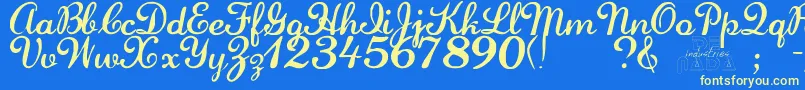 LaurenscriptRegular Font – Yellow Fonts on Blue Background