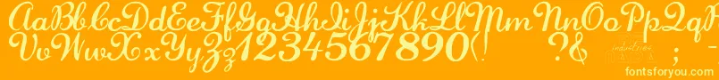 LaurenscriptRegular-Schriftart – Gelbe Schriften auf orangefarbenem Hintergrund