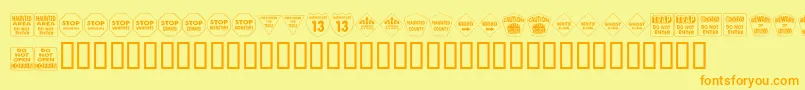 KrHalloweenSignsOne Font – Orange Fonts on Yellow Background