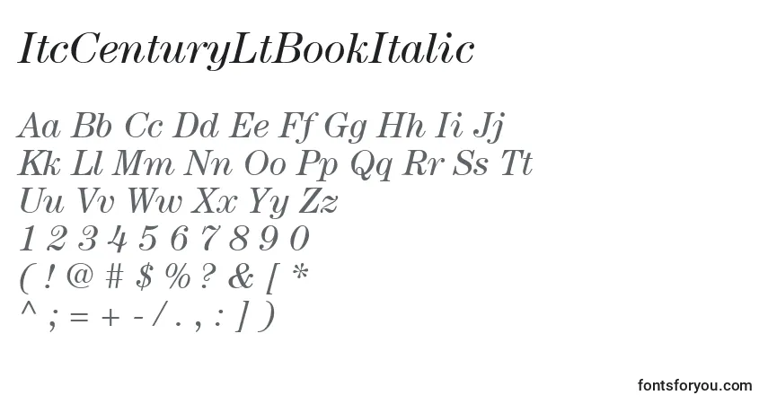 ItcCenturyLtBookItalic-fontti – aakkoset, numerot, erikoismerkit