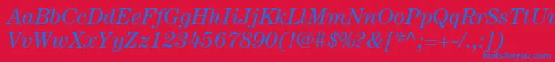 ItcCenturyLtBookItalic Font – Blue Fonts on Red Background