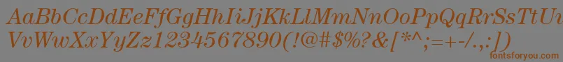 ItcCenturyLtBookItalic-fontti – ruskeat fontit harmaalla taustalla