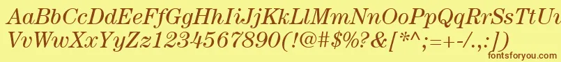ItcCenturyLtBookItalic Font – Brown Fonts on Yellow Background