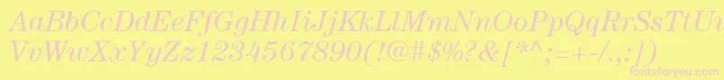 フォントItcCenturyLtBookItalic – ピンクのフォント、黄色の背景