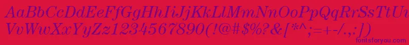 ItcCenturyLtBookItalic Font – Purple Fonts on Red Background