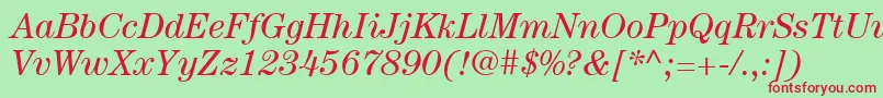 ItcCenturyLtBookItalic Font – Red Fonts on Green Background