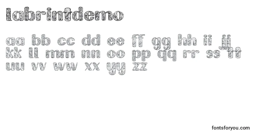 Шрифт Labrintdemo (83945) – алфавит, цифры, специальные символы