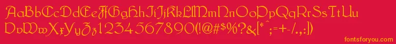 フォントLautenbachNormal – 赤い背景にオレンジの文字