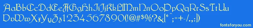 LautenbachNormal Font – Yellow Fonts on Blue Background