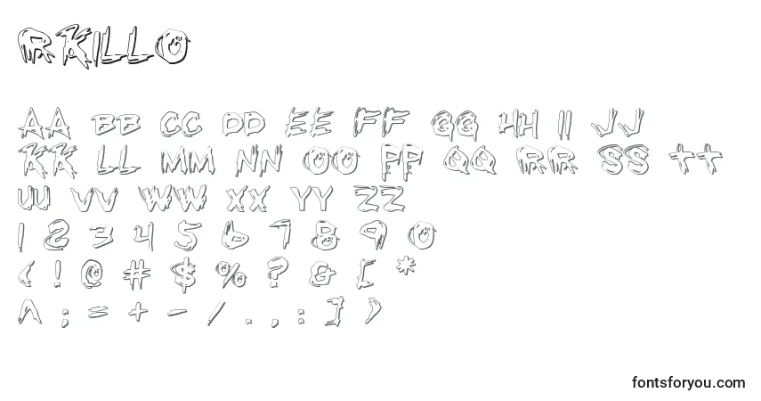 Schriftart Rkillo – Alphabet, Zahlen, spezielle Symbole