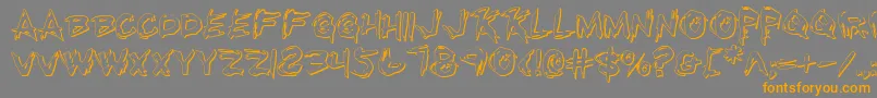 フォントRkillo – オレンジの文字は灰色の背景にあります。