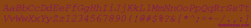 Czcionka CouriercttItalic – fioletowe czcionki na brązowym tle