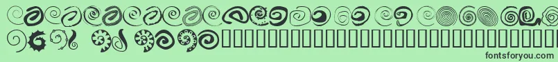 フォントXSpiral – 緑の背景に黒い文字