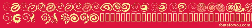 XSpiral-fontti – keltaiset fontit punaisella taustalla