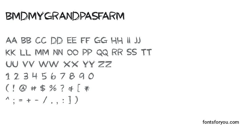 A fonte BmdMyGrandpasFarm – alfabeto, números, caracteres especiais