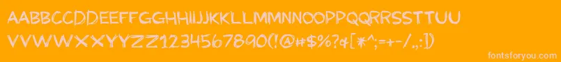 BmdMyGrandpasFarm-fontti – vaaleanpunaiset fontit oranssilla taustalla