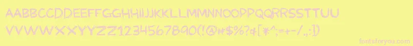 BmdMyGrandpasFarm-fontti – vaaleanpunaiset fontit keltaisella taustalla