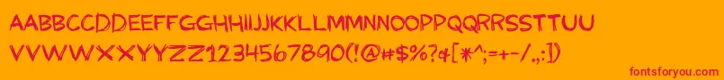 BmdMyGrandpasFarm Font – Red Fonts on Orange Background