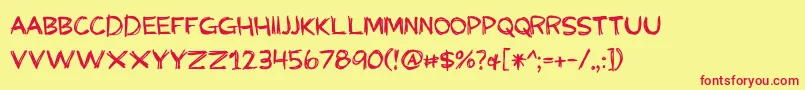 BmdMyGrandpasFarm Font – Red Fonts on Yellow Background