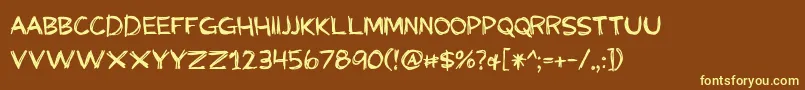 BmdMyGrandpasFarm Font – Yellow Fonts on Brown Background