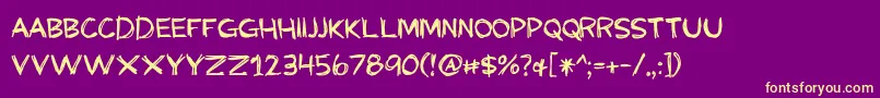 BmdMyGrandpasFarm Font – Yellow Fonts on Purple Background