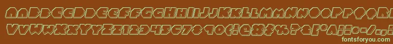 フォントBalastaralengraveital – 緑色の文字が茶色の背景にあります。