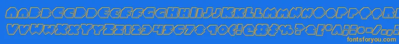 フォントBalastaralengraveital – オレンジ色の文字が青い背景にあります。