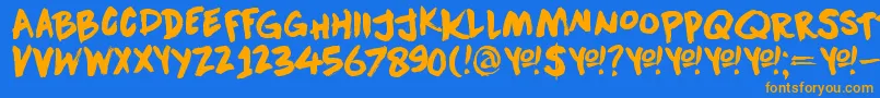 DkDownwardFall Font – Orange Fonts on Blue Background