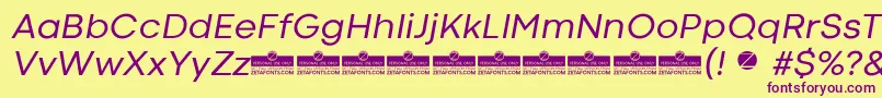 CodecColdRegularItalicTrial Font – Purple Fonts on Yellow Background