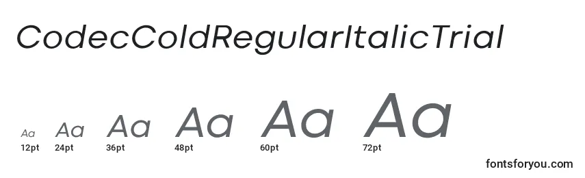 Размеры шрифта CodecColdRegularItalicTrial
