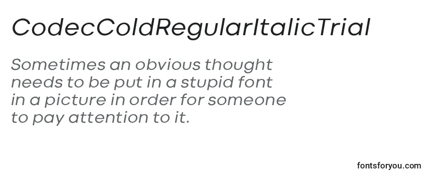 CodecColdRegularItalicTrial Font