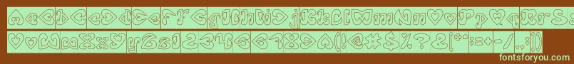 EternalLoveHollowInverse-fontti – vihreät fontit ruskealla taustalla