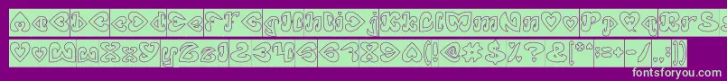 EternalLoveHollowInverse Font – Green Fonts on Purple Background