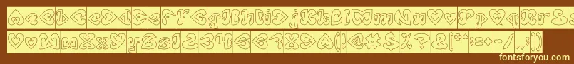 EternalLoveHollowInverse-fontti – keltaiset fontit ruskealla taustalla