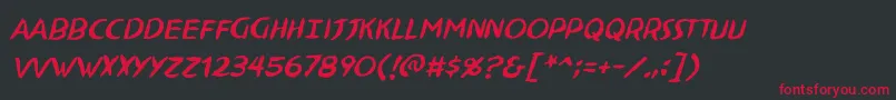 フォントNinjutsubbItal – 黒い背景に赤い文字