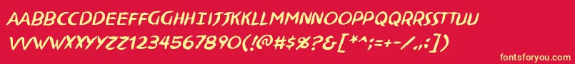 NinjutsubbItal Font – Yellow Fonts on Red Background