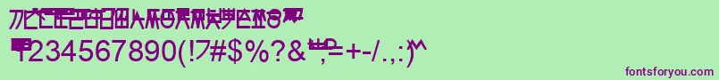 Hangulgothic-fontti – violetit fontit vihreällä taustalla