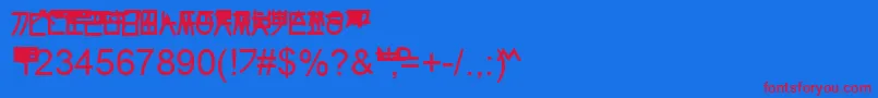 Hangulgothic-Schriftart – Rote Schriften auf blauem Hintergrund
